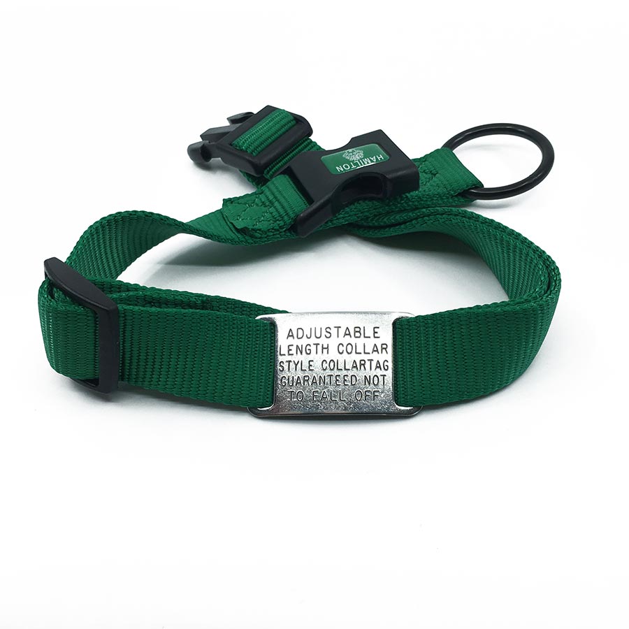 green adjustable length color with stainless steel collar tag id for pets