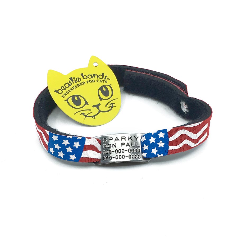 American flag beastie band cat safety collar combo