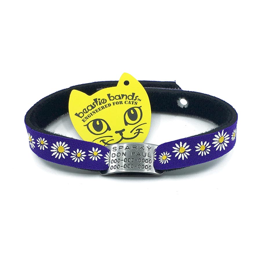 purple with daisies beastie band cat safety collar combo