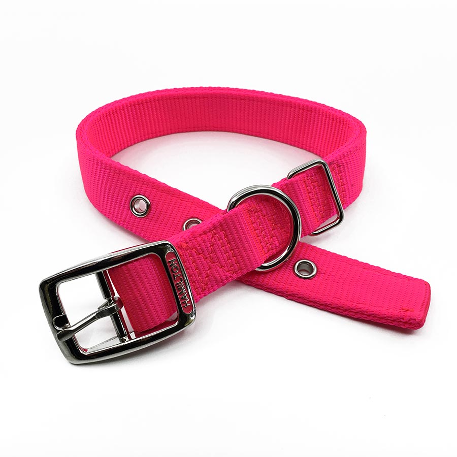 pink double thick nylon collar belt buckle style collar tag