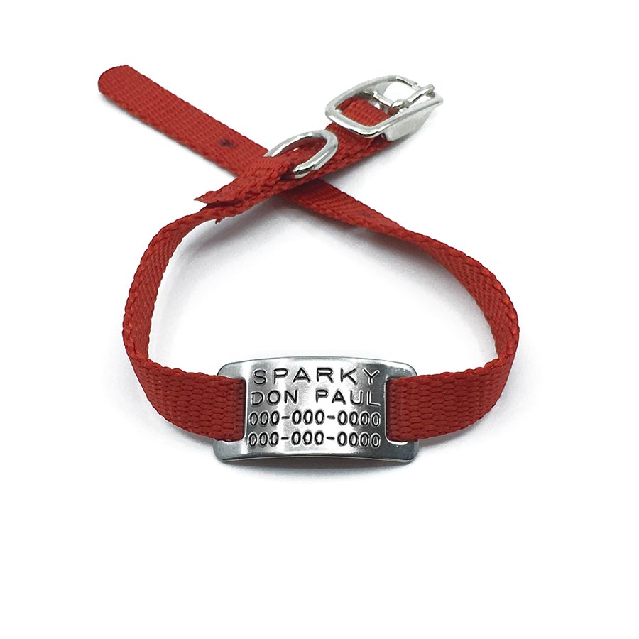 red pet collar with collar tag id for pets