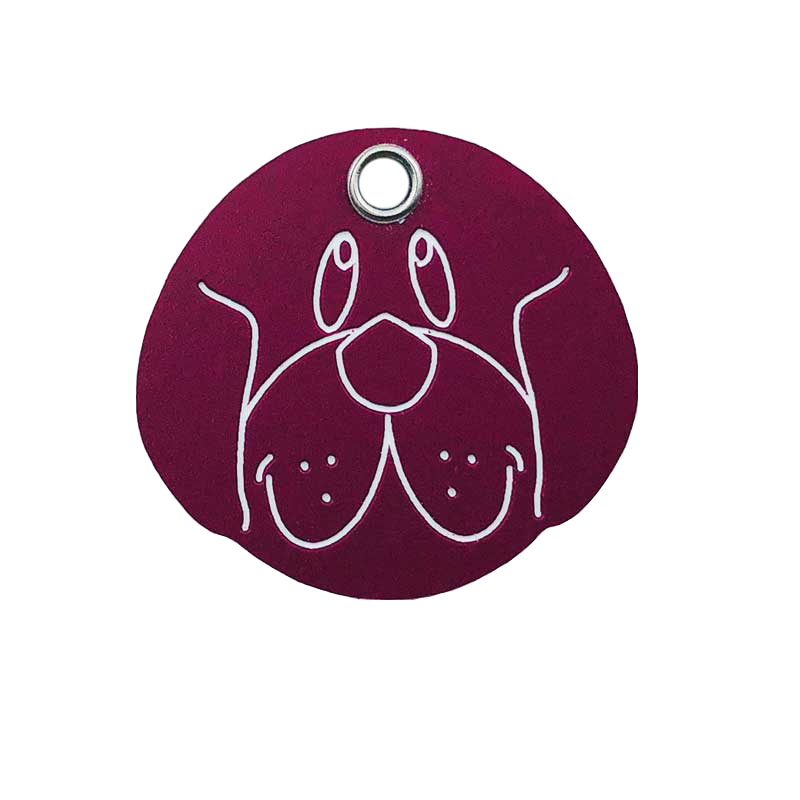 dog Face tag burgundy color